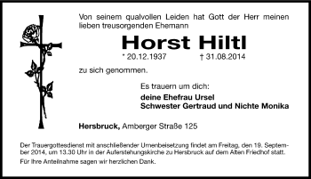 Traueranzeige von Horst Hilti von Hersbrucker Zeitung