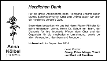 Traueranzeige von Anna Kölbl von Hersbrucker Zeitung