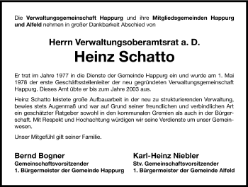 Traueranzeige von Heinz Schatto von Hersbrucker Zeitung