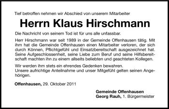 Traueranzeige von Klaus Hirschmann von Hersbrucker Zeitung