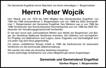 Traueranzeige von Peter Wojcik von Hersbrucker Zeitung