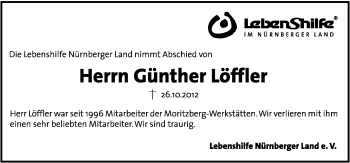 Traueranzeige von Günther Löffler von Hersbrucker Zeitung