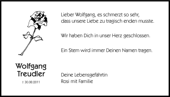 Traueranzeige von Wolfgang Treudler von Hersbrucker Zeitung