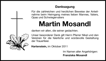 Traueranzeige von Martin Mosandl von Hersbrucker Zeitung
