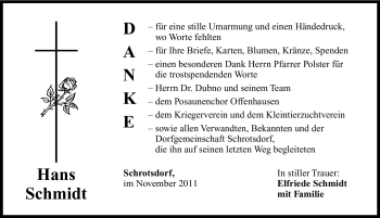 Traueranzeige von Hans Schmidt von Hersbrucker Zeitung