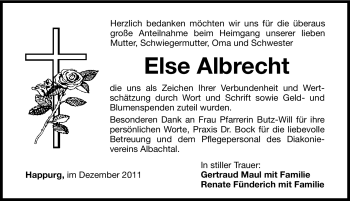 Traueranzeige von Else Albrecht von Hersbrucker Zeitung