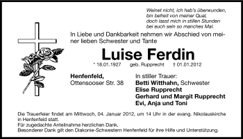 Traueranzeige von Luise Ferdin von Hersbrucker Zeitung