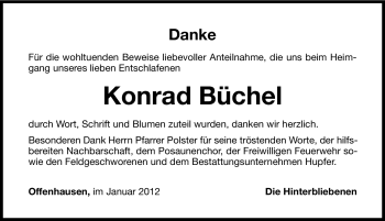 Traueranzeige von Konrad Büchel von Hersbrucker Zeitung