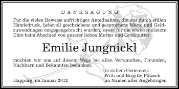 Traueranzeige von Emilie Jungnickl von Hersbrucker Zeitung
