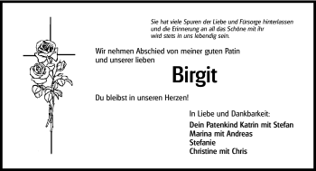 Traueranzeige von Birgit  von Hersbrucker Zeitung