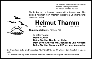 Traueranzeige von Helmut Thamm von Hersbrucker Zeitung