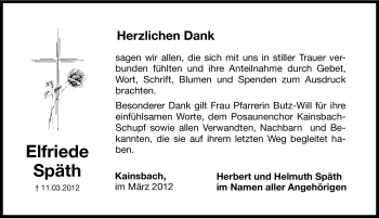 Traueranzeige von Elfriede Späth von Hersbrucker Zeitung