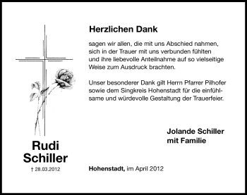 Traueranzeige von Rudi Schiller von Hersbrucker Zeitung