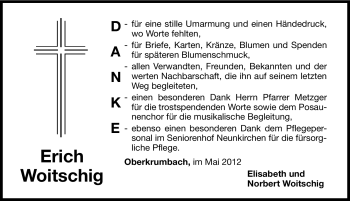 Traueranzeige von Erich Woitschig von Hersbrucker Zeitung