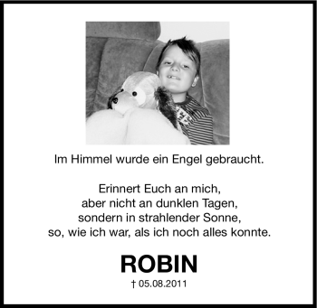 Traueranzeige von Robin  von Hersbrucker Zeitung