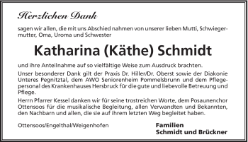 Traueranzeige von Katharina Schmidt von Hersbrucker Zeitung