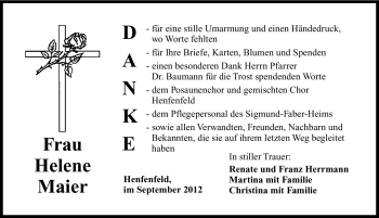 Traueranzeige von Helene Maier von Hersbrucker Zeitung