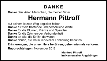 Traueranzeige von Hermann Pittroff von Hersbrucker Zeitung