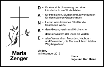 Traueranzeige von Maria Zenger von Hersbrucker Zeitung