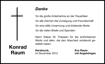 Traueranzeige von Konrad Raum von Hersbrucker Zeitung