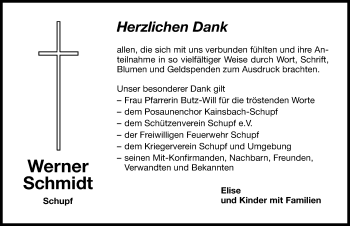 Traueranzeige von Werner Schmidt von Hersbrucker Zeitung