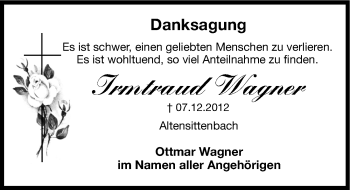 Traueranzeige von Irmtraud Wagner von Hersbrucker Zeitung