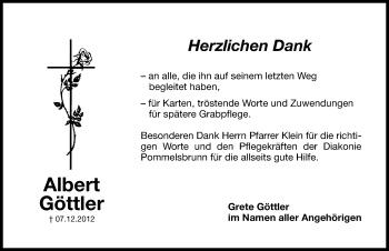 Traueranzeige von Albert Göttler von Hersbrucker Zeitung