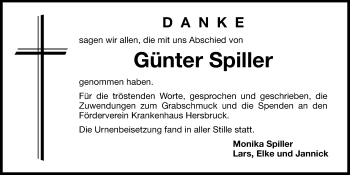 Traueranzeige von Günter Spiller von Hersbrucker Zeitung