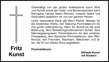Traueranzeige von Fritz Kunst von Hersbrucker Zeitung