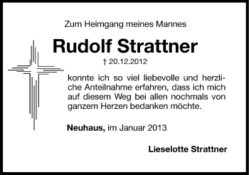 Traueranzeige von Rudolf Strattner von Hersbrucker Zeitung