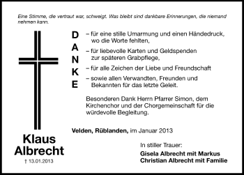 Traueranzeige von Klaus Albrecht von Hersbrucker Zeitung