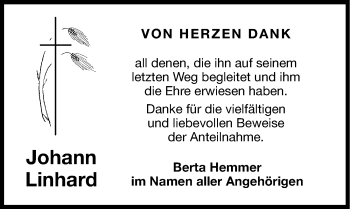 Traueranzeige von Johann Linhard von Hersbrucker Zeitung