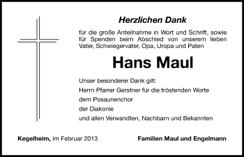Traueranzeige von Hans Maul von Hersbrucker Zeitung