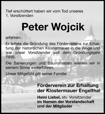Traueranzeige von Peter Wojcik von Hersbrucker Zeitung