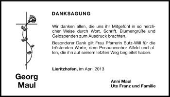 Traueranzeige von Georg Maul von Hersbrucker Zeitung