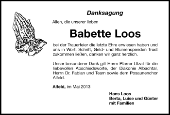 Traueranzeige von Babette Loos von Hersbrucker Zeitung