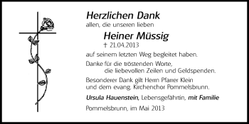 Traueranzeige von Heiner Müssig von Hersbrucker Zeitung