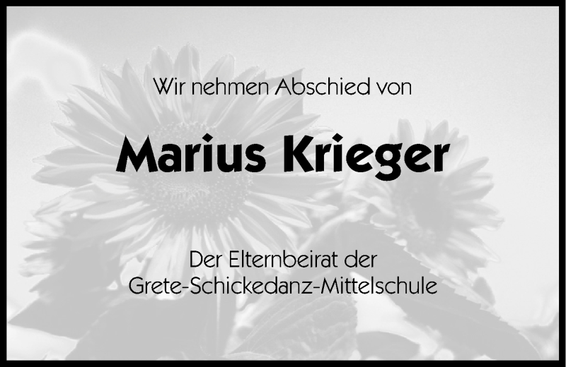  Traueranzeige für Marius Krieger vom 21.05.2013 aus Hersbrucker Zeitung