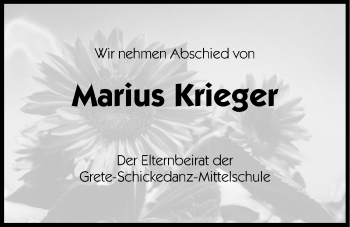 Traueranzeige von Marius Krieger von Hersbrucker Zeitung