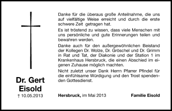 Traueranzeige von Gert Eisold von Hersbrucker Zeitung