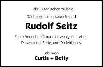 Traueranzeige von Rudolf Seitz von Hersbrucker Zeitung