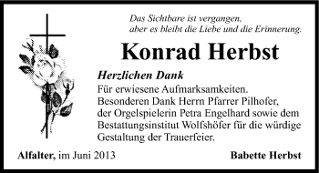 Traueranzeige von Konrad Herbst von Hersbrucker Zeitung