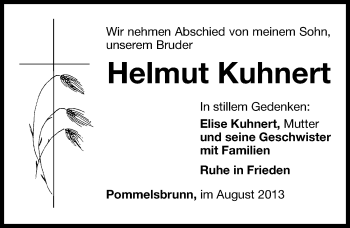 Traueranzeige von Helmut Kuhnert von Hersbrucker Zeitung