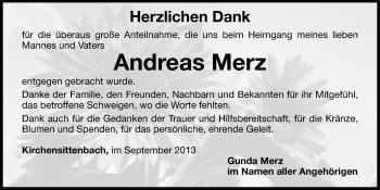 Traueranzeige von Andreas Merz von Hersbrucker Zeitung