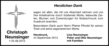 Traueranzeige von Christoph Neunsinger von Hersbrucker Zeitung