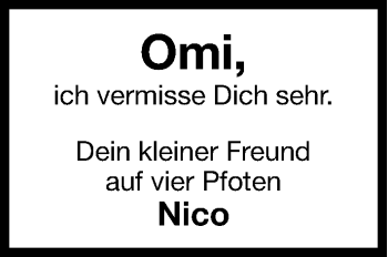 Traueranzeige von Omi  von Hersbrucker Zeitung