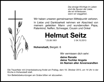 Traueranzeige von Helmut Seitz von Hersbrucker Zeitung