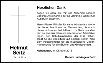 Traueranzeige von Helmut Seitz von Hersbrucker Zeitung