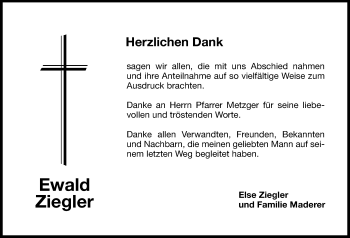 Traueranzeige von Ewald Ziegler von Hersbrucker Zeitung