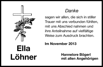 Traueranzeige von Ella Löhner von Hersbrucker Zeitung